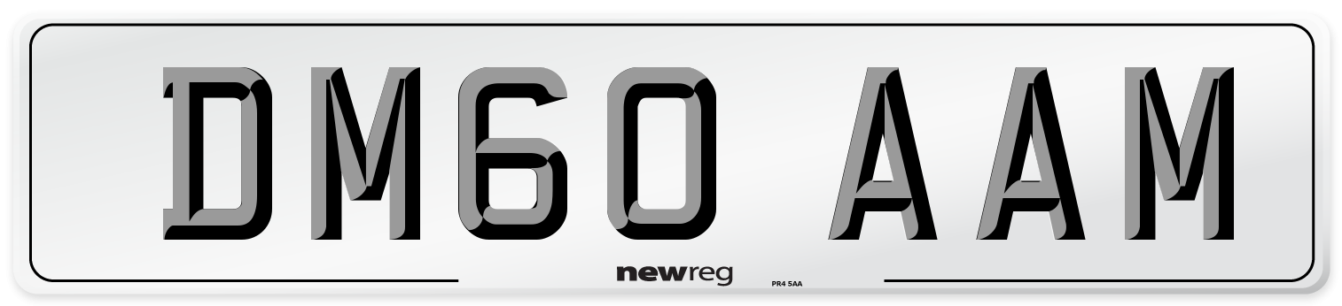DM60 AAM Number Plate from New Reg